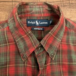 Ralph Lauren Custom Fit Plaid Button Up Shirt Classic Preppy Cotton Men’s L